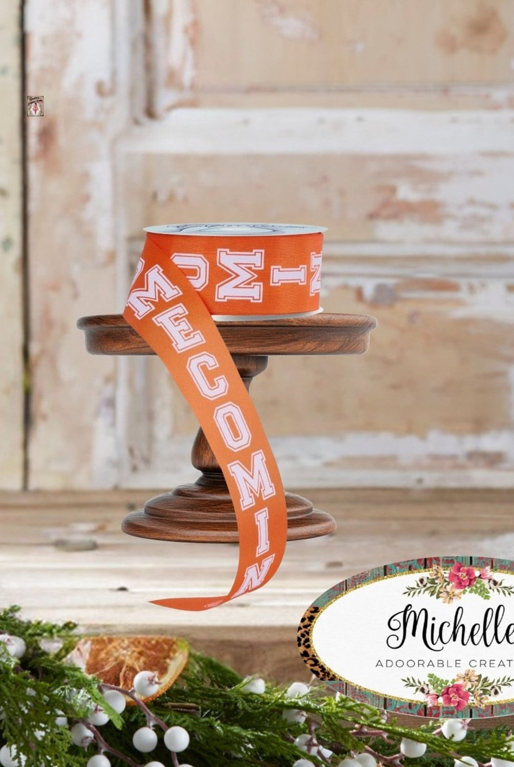 Shop For 1.5" Homecoming Ribbon: Orange/White (100 Feet)