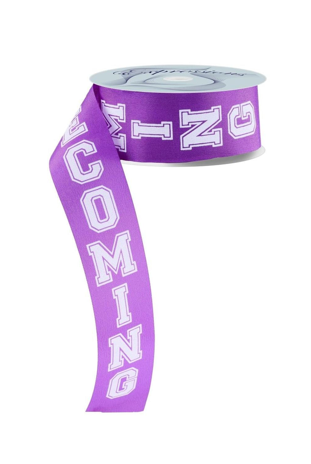 1.5" Homecoming Ribbon: Purple/White (100 Feet)