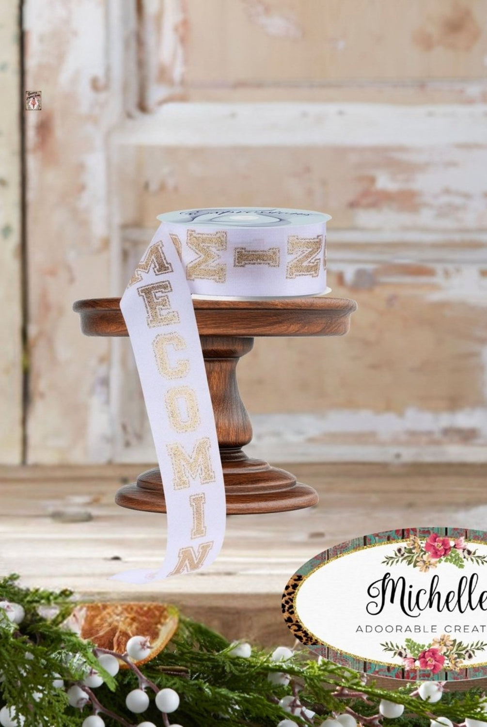 Shop For 1.5" Homecoming Ribbon: White/Gold (100 Feet)