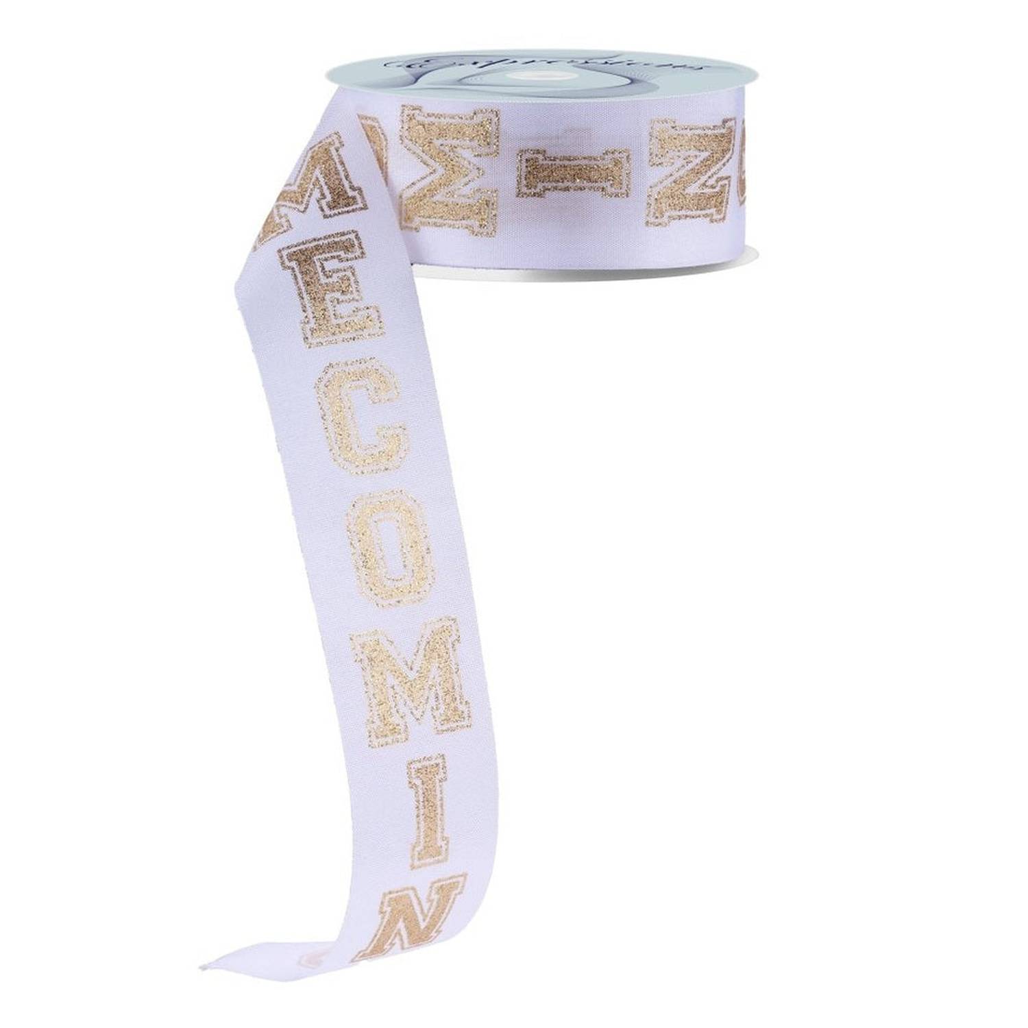 Shop For 1.5" Homecoming Ribbon: White/Gold (100 Feet)