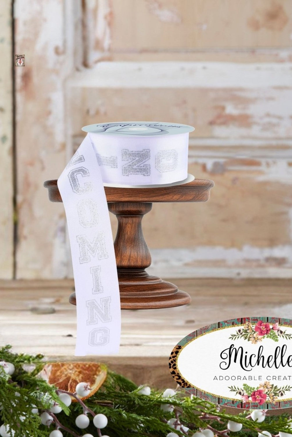 Shop For 1.5" Homecoming Ribbon: White/Silver (100 Feet)
