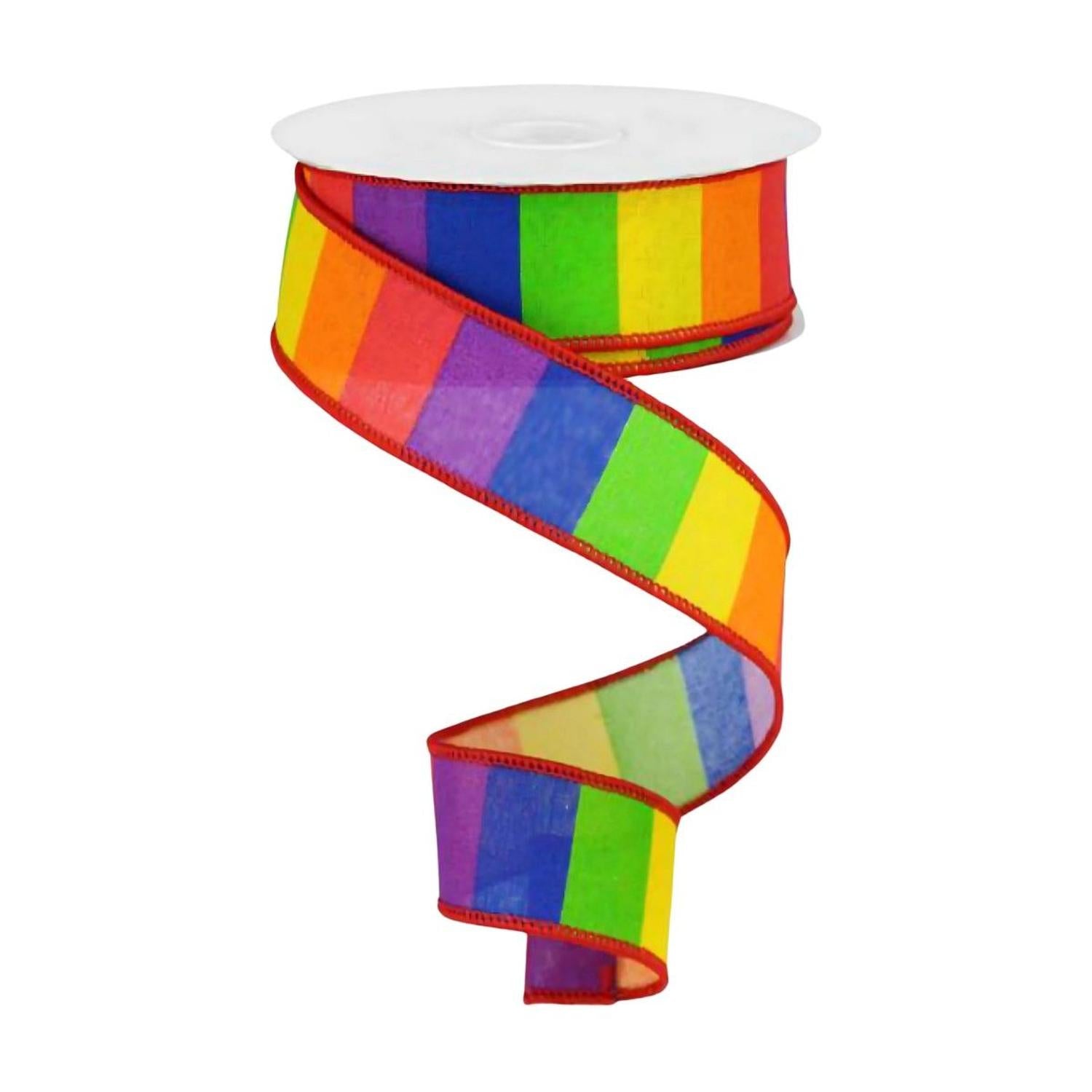 Shop For 1.5" Horizontal Stripe Canvas Ribbon: Rainbow (10 Yards)