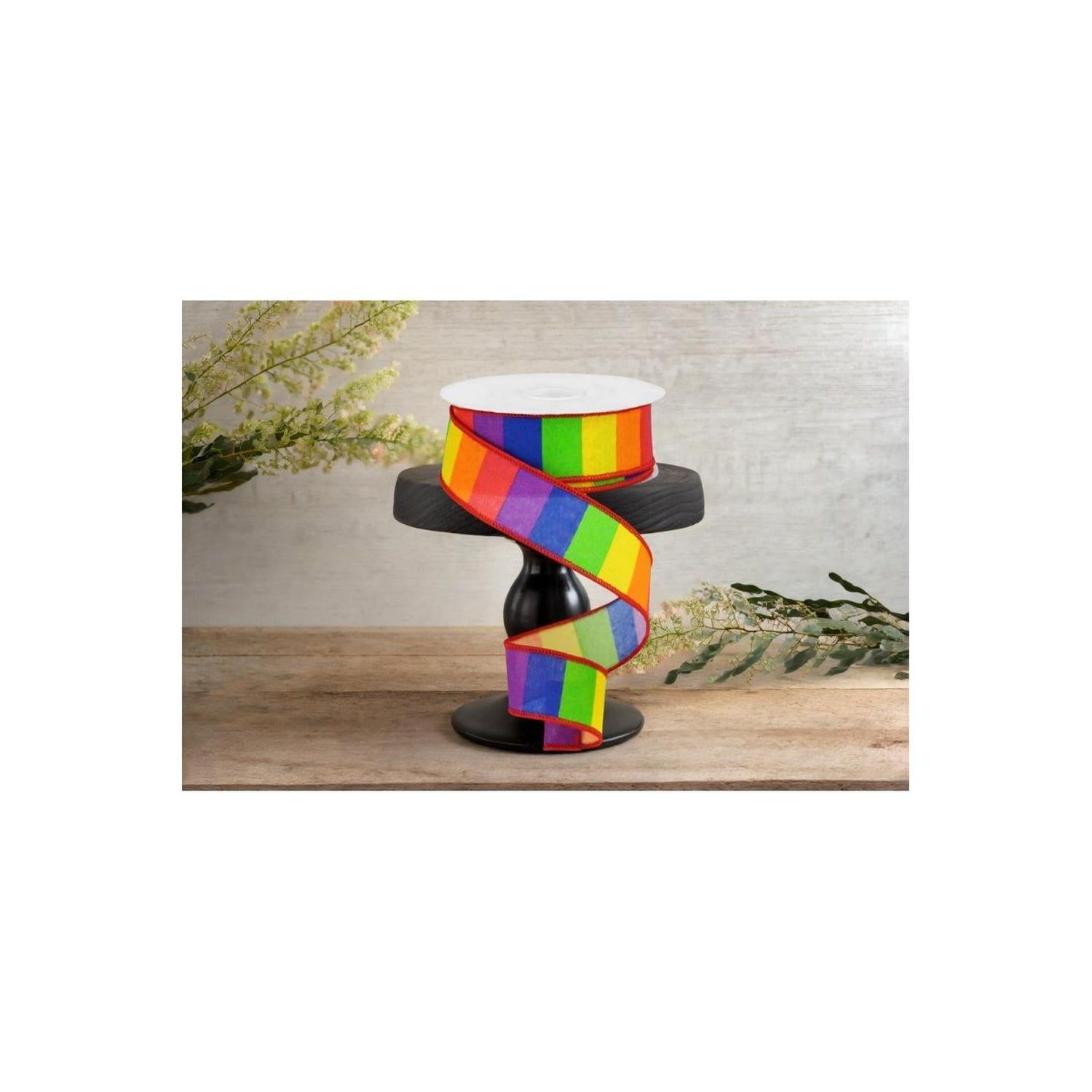 Shop For 1.5" Horizontal Stripe Canvas Ribbon: Rainbow (10 Yards)