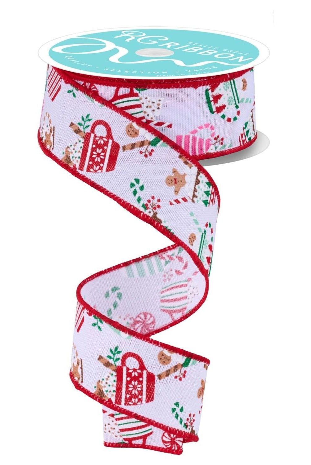 1.5" Hot Cocoa Mugs Ribbon: White (10 Yards)