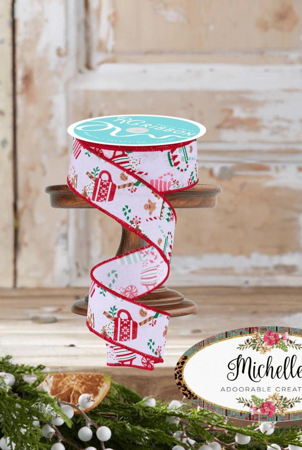 1.5" Hot Cocoa Mugs Ribbon: White (10 Yards)