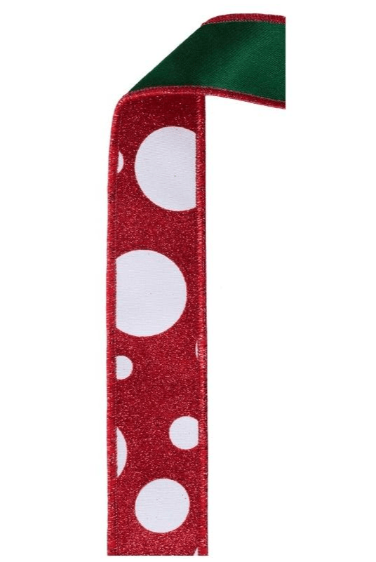 Shop For 1.5 in Giant Polka Dot Fused Ribbon: Red/Green (10 Yards)