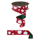 Shop For 1.5 in Giant Polka Dot Fused Ribbon: Red/Green (10 Yards)