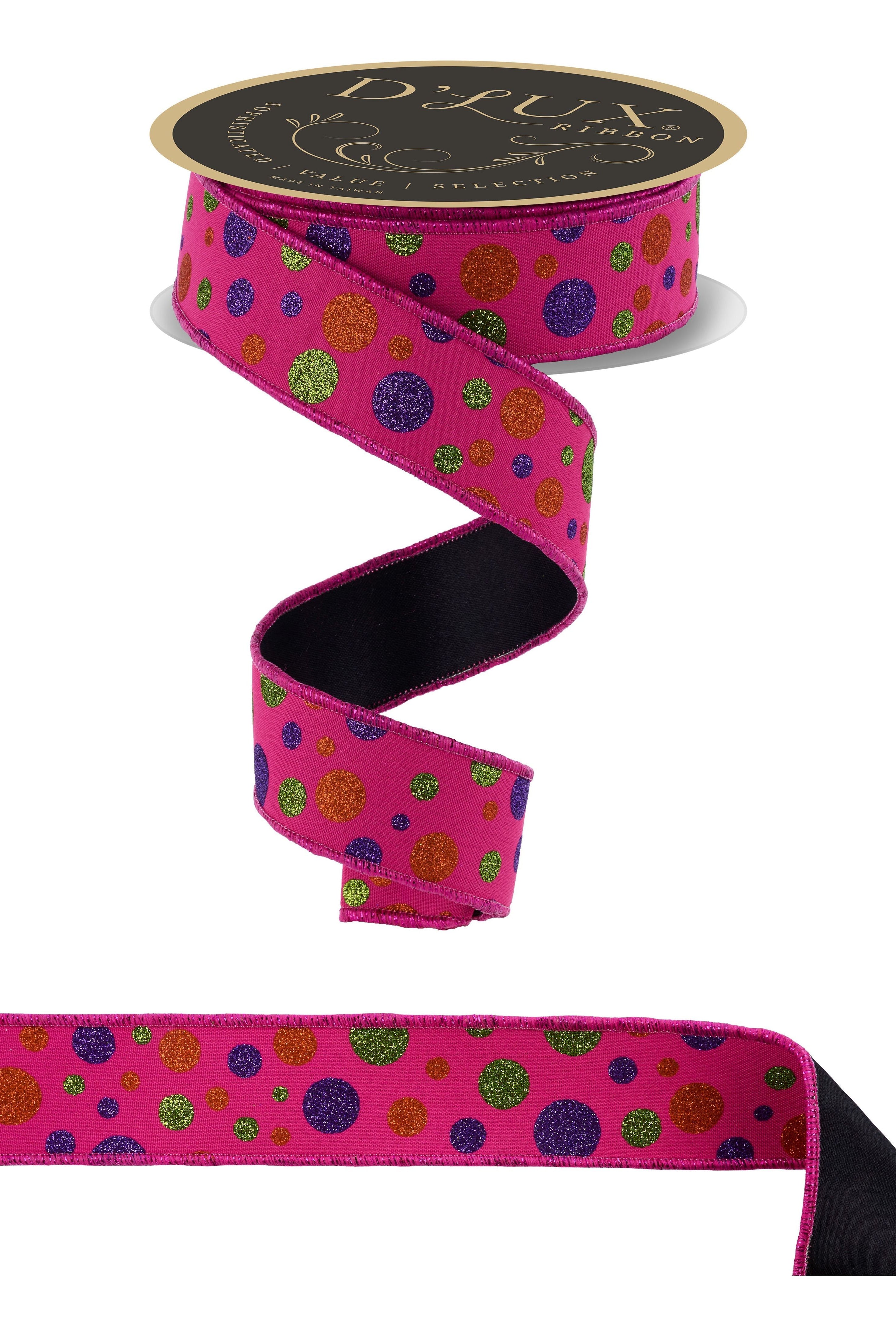 Shop For 1.5 in Glitter Polka Dot Fused Ribbon: Hot Pink (10 Yards)