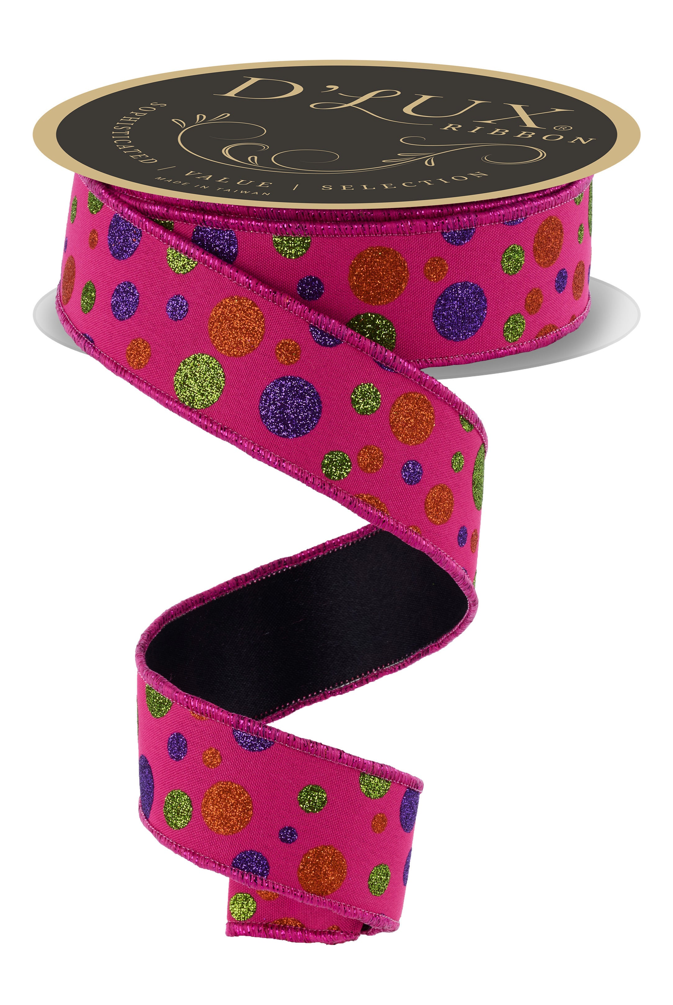Shop For 1.5 in Glitter Polka Dot Fused Ribbon: Hot Pink (10 Yards)