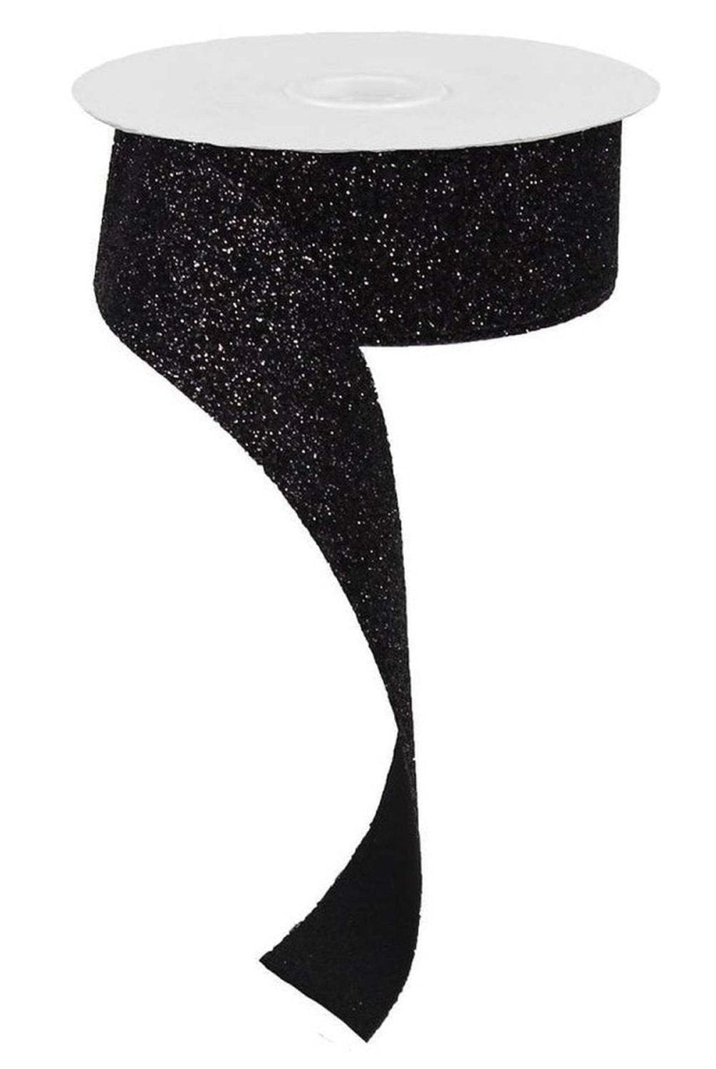 Shop For 1.5 inch Glitter on Fabric Ribbon: Black (25 Yards)