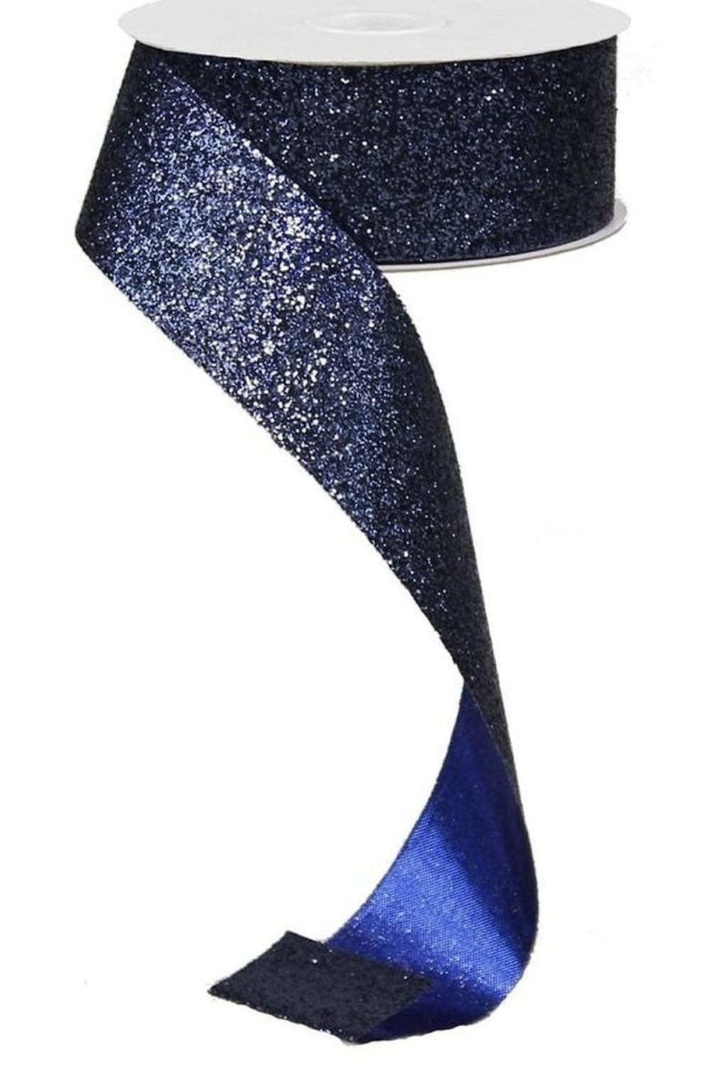 Shop For 1.5 inch Glitter on Metallic Ribbon: Navy Blue (25 Yards)