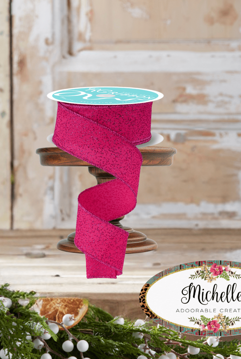 Shop For 1.5" Irregular Spotted Glitter Ribbon: Fuchsia (10 Yards)