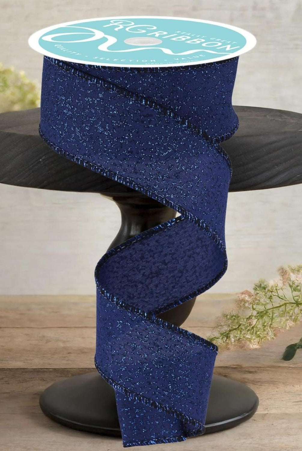 Shop For 1.5" Irregular Spotted Glitter Ribbon: Navy Blue (10 Yards)