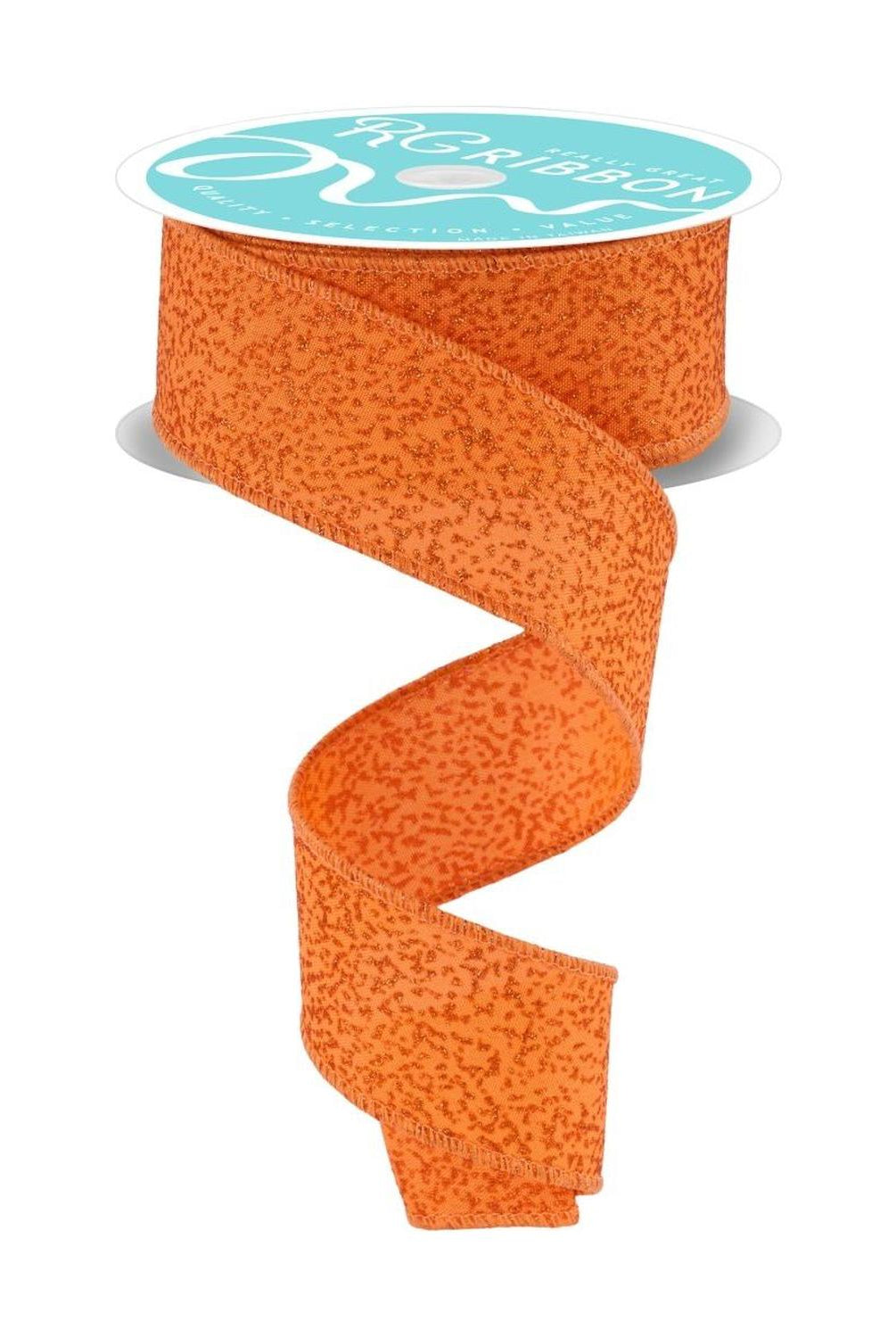1.5" Irregular Spotted Glitter Ribbon: Orange (10 Yards)