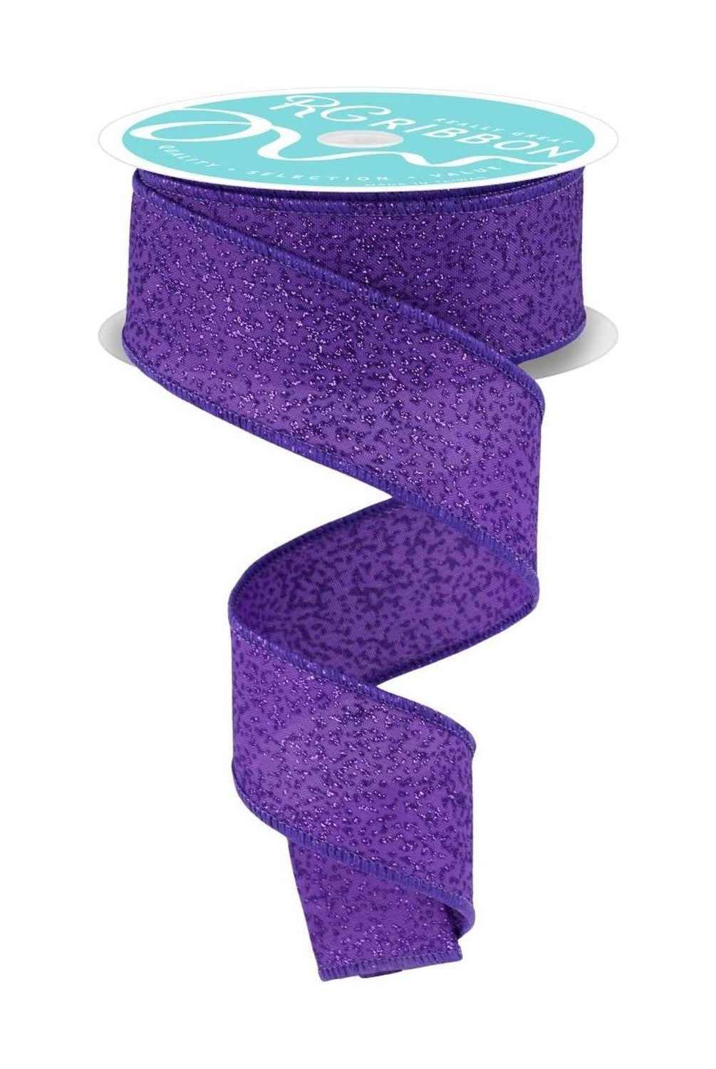 1.5" Irregular Spotted Glitter Ribbon: Purple (10 Yards)