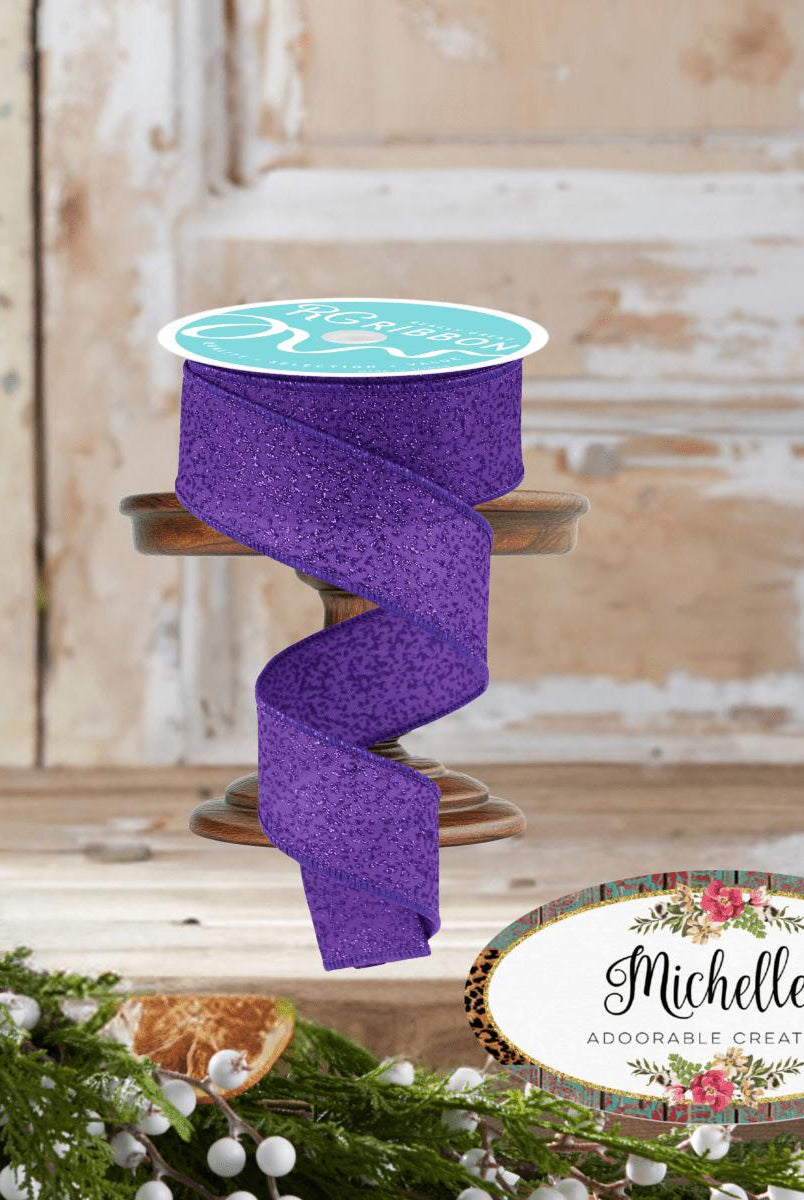 Shop For 1.5" Irregular Spotted Glitter Ribbon: Purple (10 Yards)