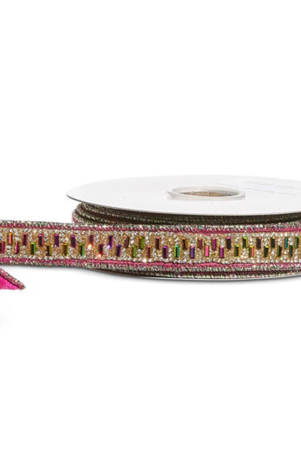 1.5" Jeweled Metallic Wired Ribbon (5 Yards)