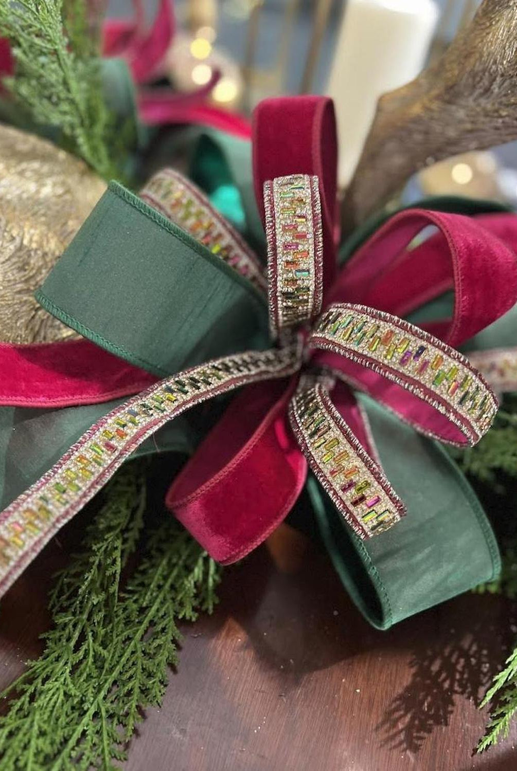 1.5" Jeweled Metallic Wired Ribbon (5 Yards)