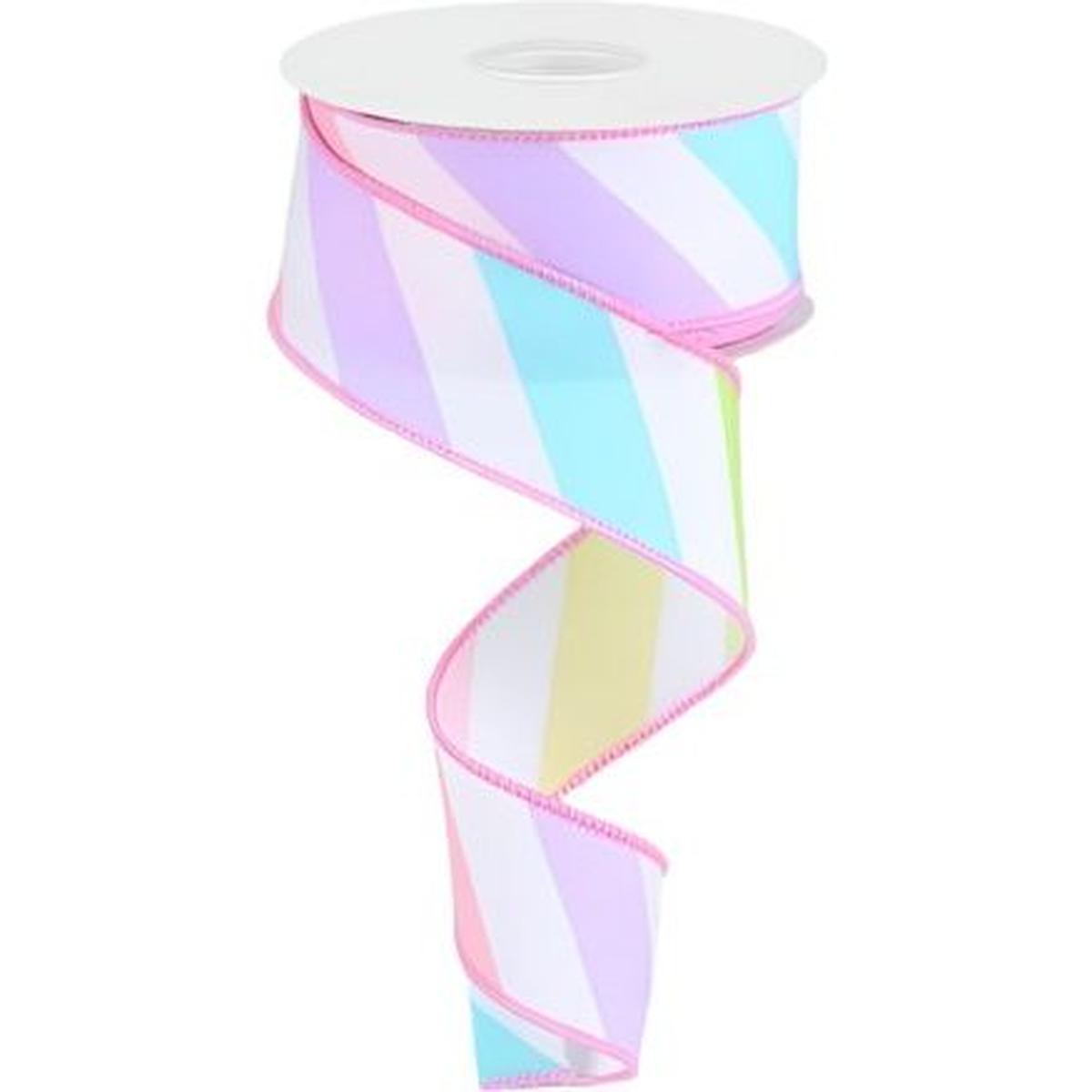 Shop For 1.5" Large Multi Diagonal Stripe Ribbon: White (10 Yards) at Michelle's aDOORable Creations