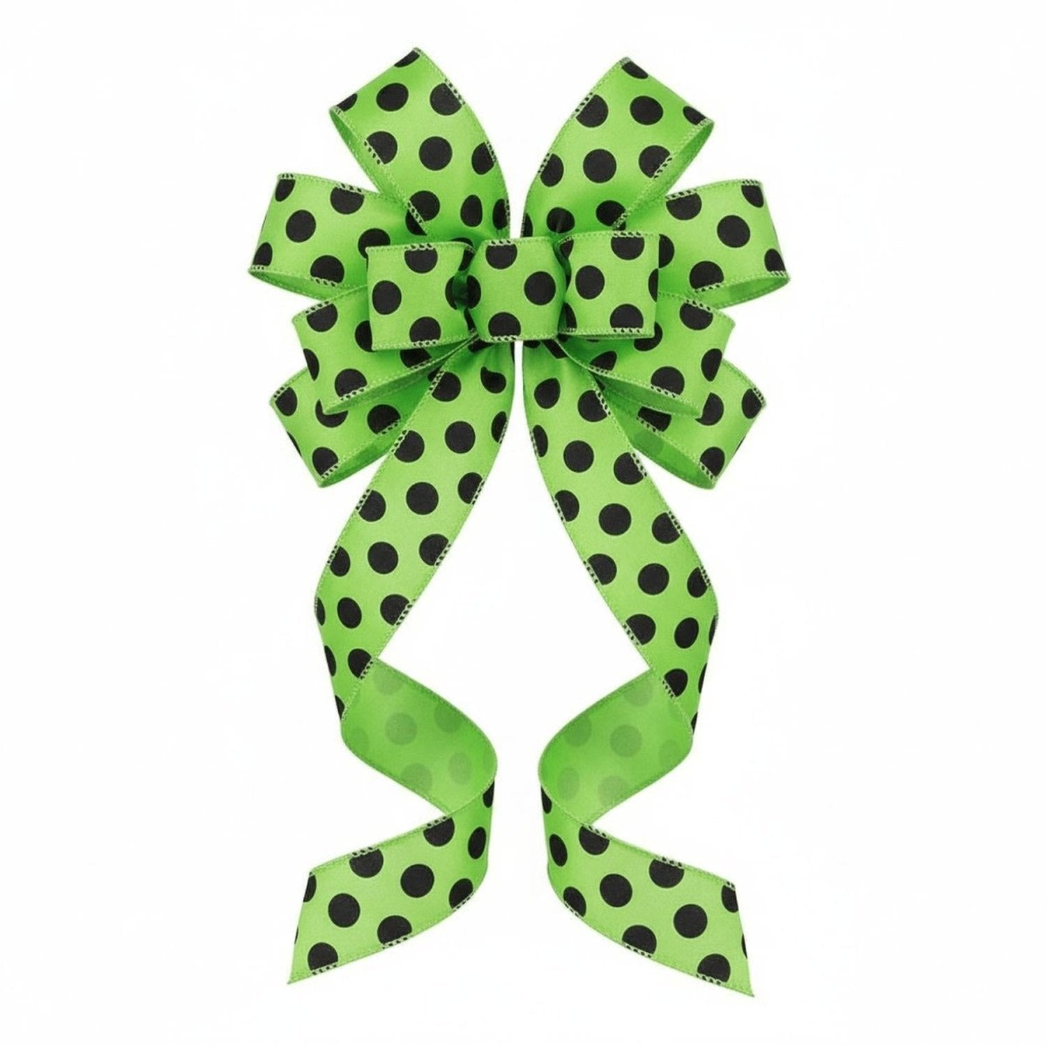 Shop For 1.5" Large Polka Dot Ribbon: Lime Green & Black (10 Yards)
