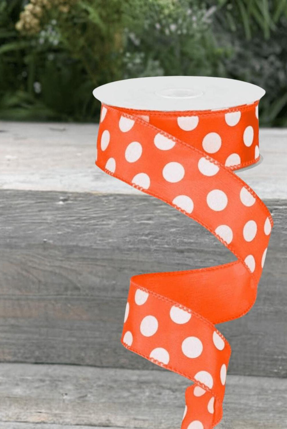 1.5" Large Polka Dot Ribbon: Orange/White (10 Yards)
