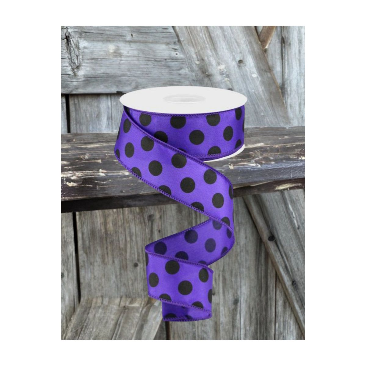 Shop For 1.5" Large Polka Dot Ribbon: Purple & Black (10 Yards)