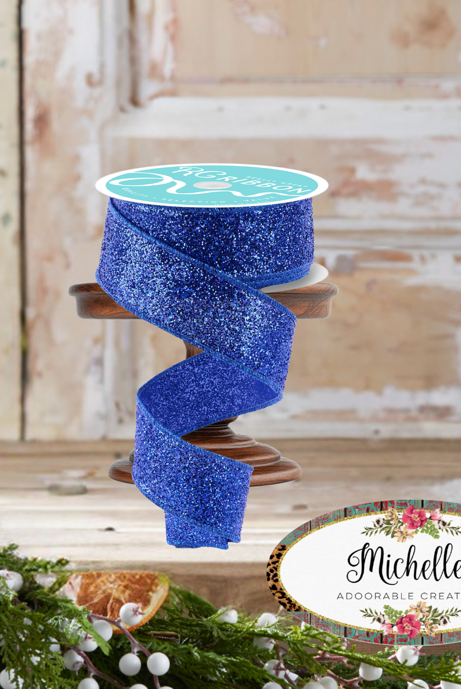 Shop For 1.5" Laser Glitter Ribbon: Royal Blue (10 Yards)