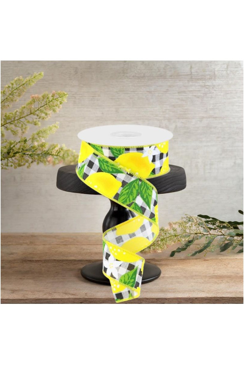 Shop For 1.5" Lemon Check on Royal Ribbon: Black & White (10 Yards)