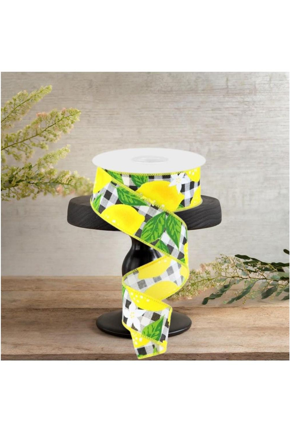 Shop For 1.5" Lemon Check on Royal Ribbon: Black & White (10 Yards)