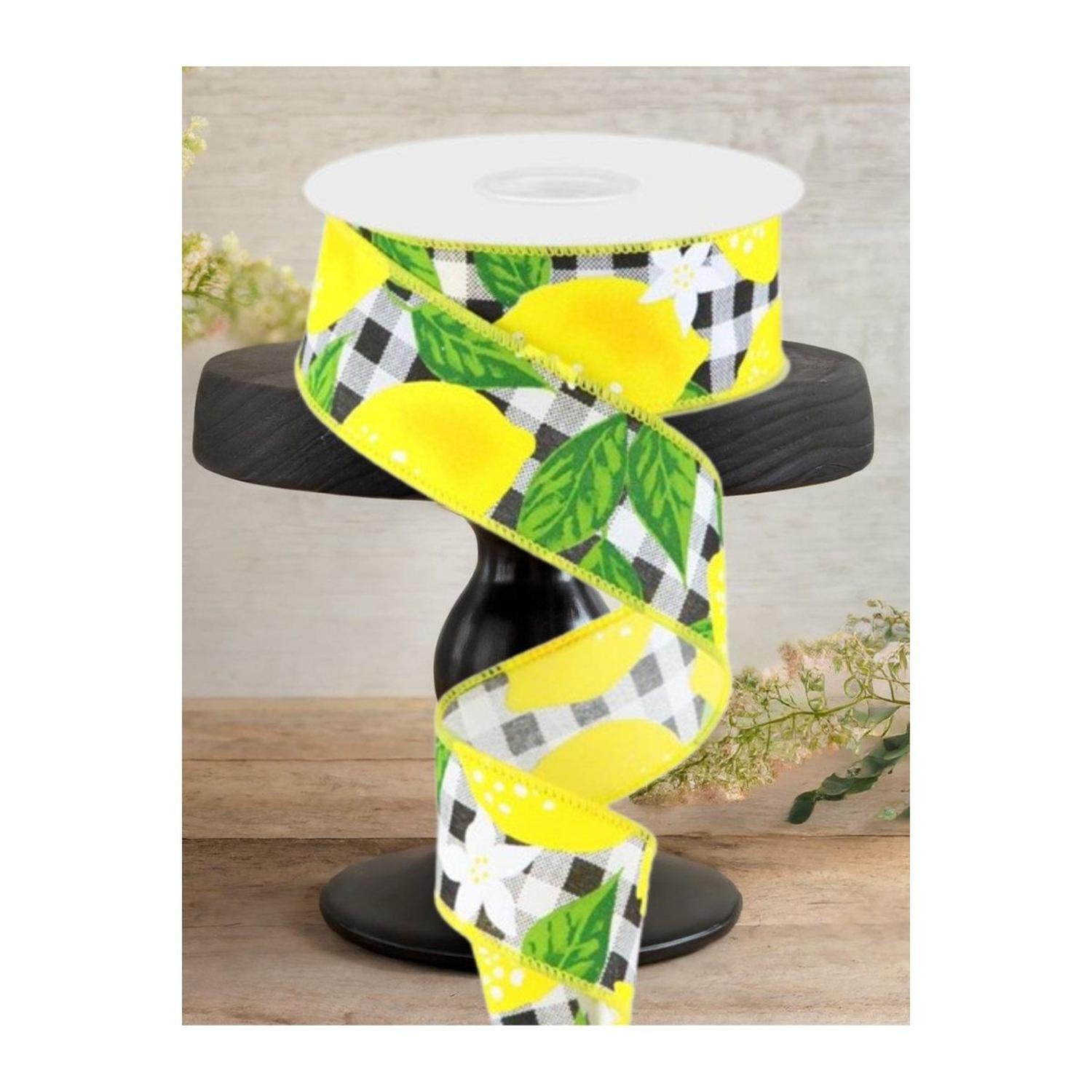 Shop For 1.5" Lemon Check on Royal Ribbon: Black & White (10 Yards)