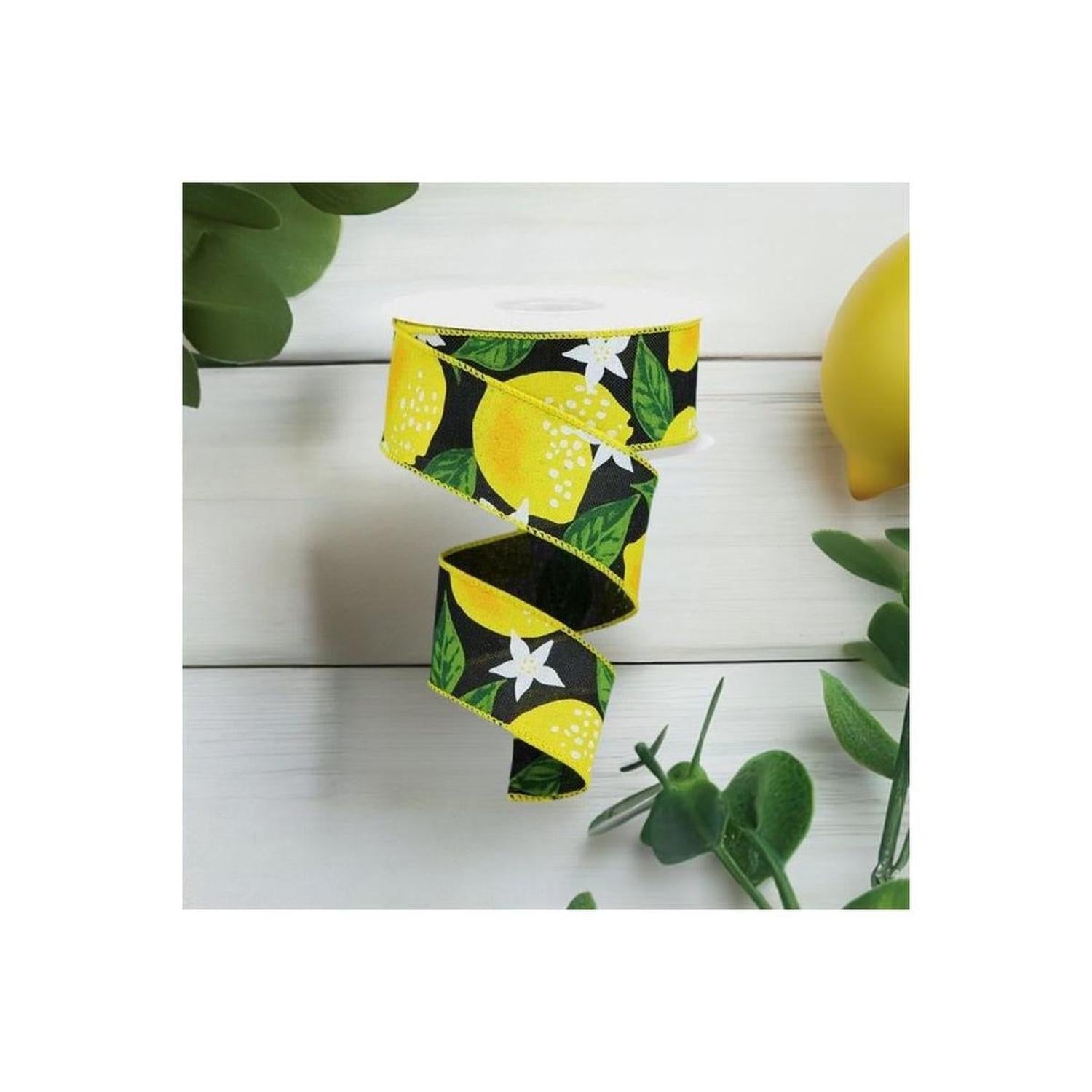 Shop For 1.5" Lemon on Royal Ribbon: Black (10 Yards) at Michelle's aDOORable Creations