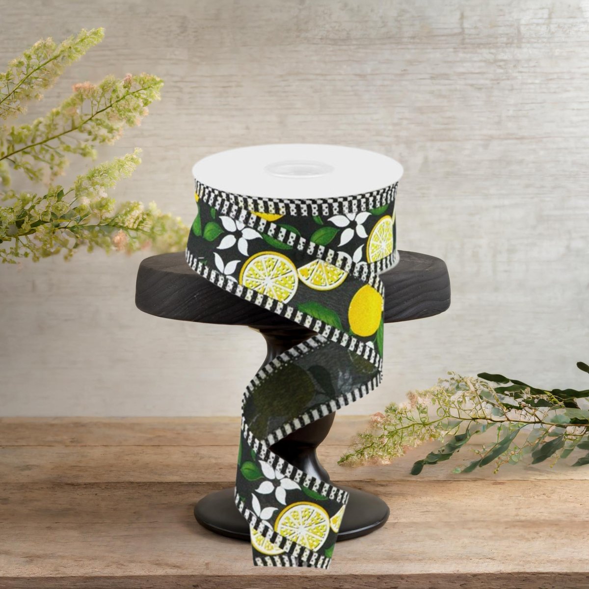 Shop For 1.5" Lemon Thin Stripes Ribbon: Black (10 Yards)