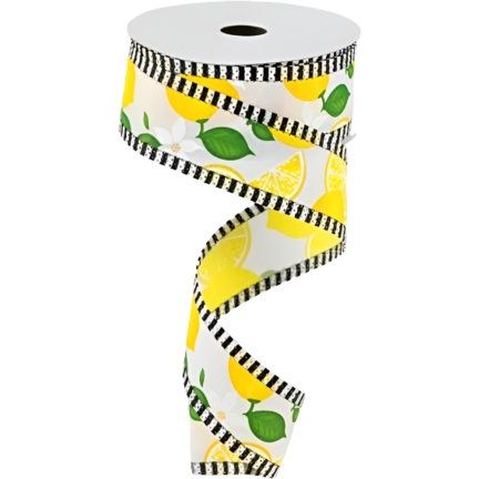 Shop For 1.5" Lemon Thin Stripes Ribbon: White (10 Yards) at Michelle's aDOORable Creations