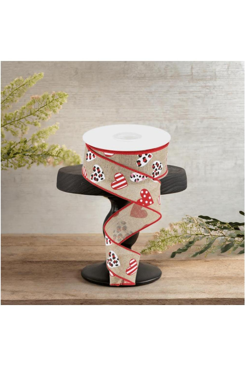 Shop For 1.5" Leopard Hearts Ribbon: Light Beige (10 Yard)