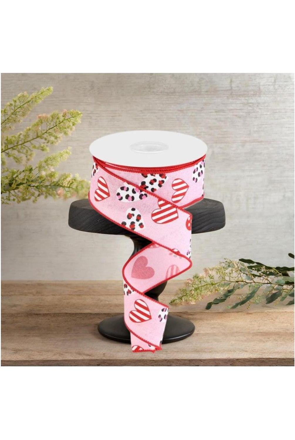 Shop For 1.5" Leopard Hearts Ribbon: Pink (10 Yard)