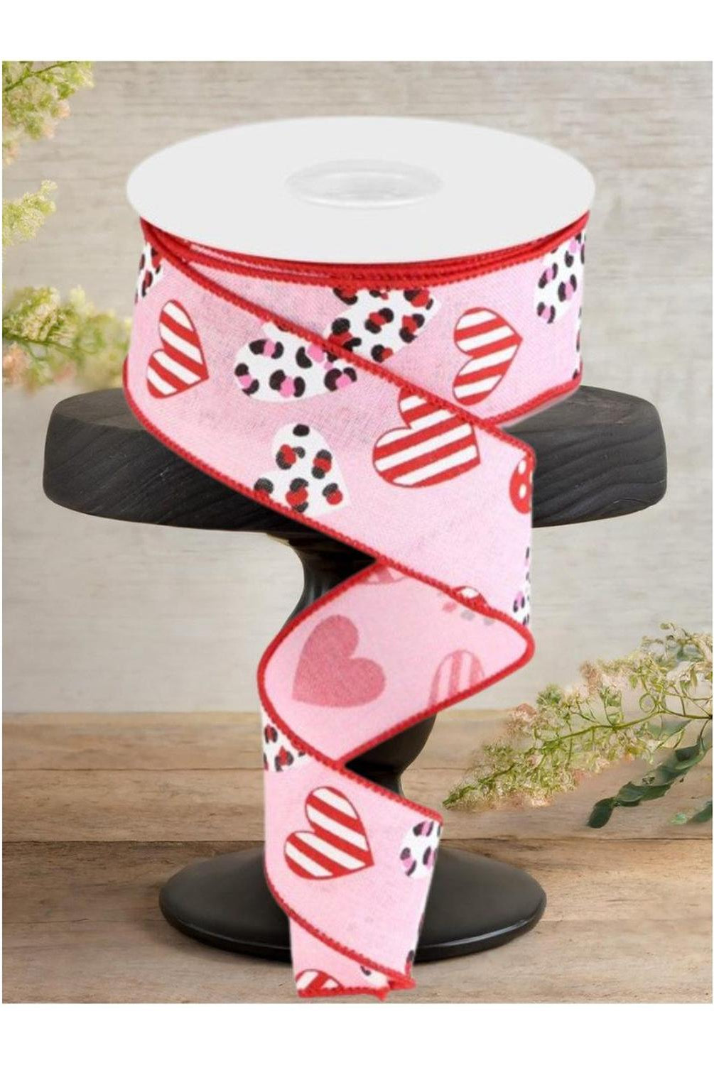 Shop For 1.5" Leopard Hearts Ribbon: Pink (10 Yard)