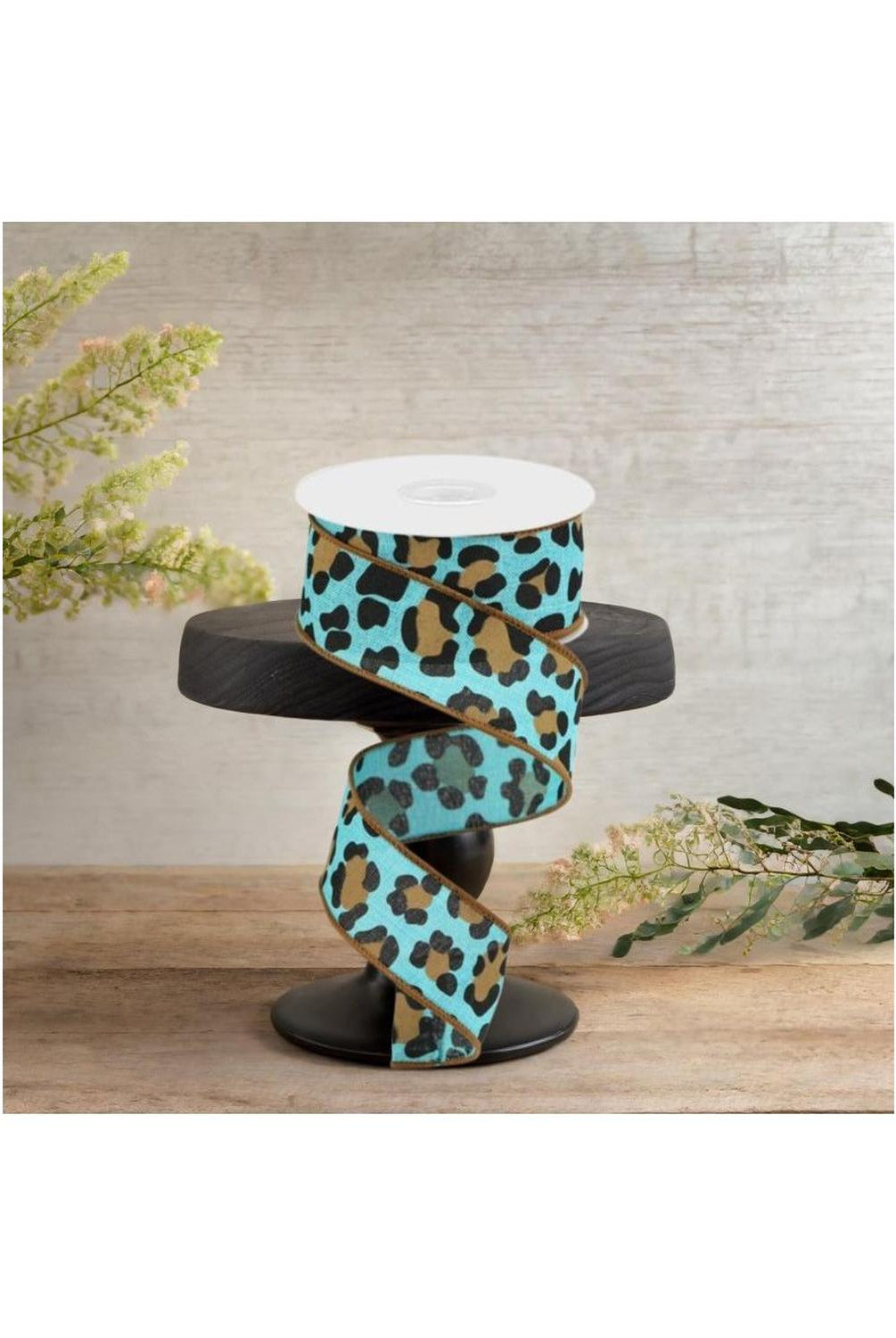 Shop For 1.5" Leopard Print Ribbon: Teal (10 Yards)