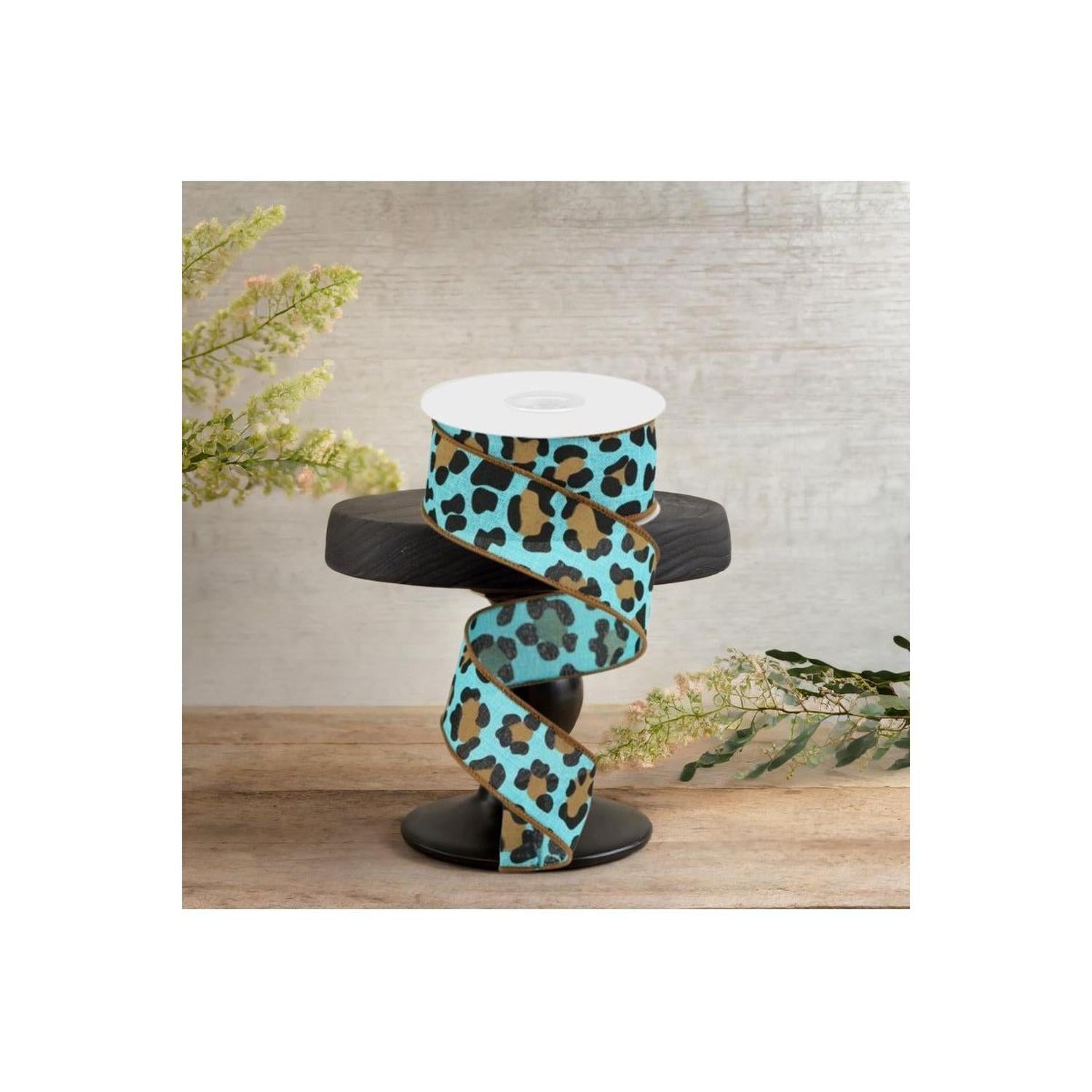 Shop For 1.5" Leopard Print Ribbon: Teal (10 Yards)