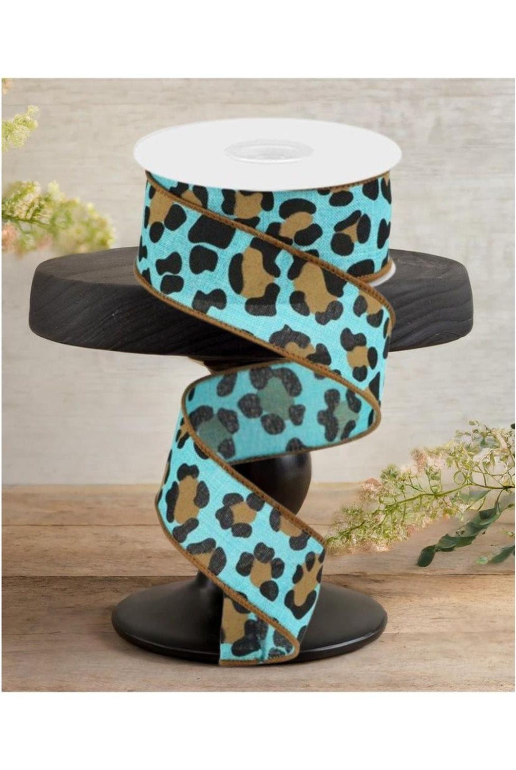 Shop For 1.5" Leopard Print Ribbon: Teal (10 Yards)