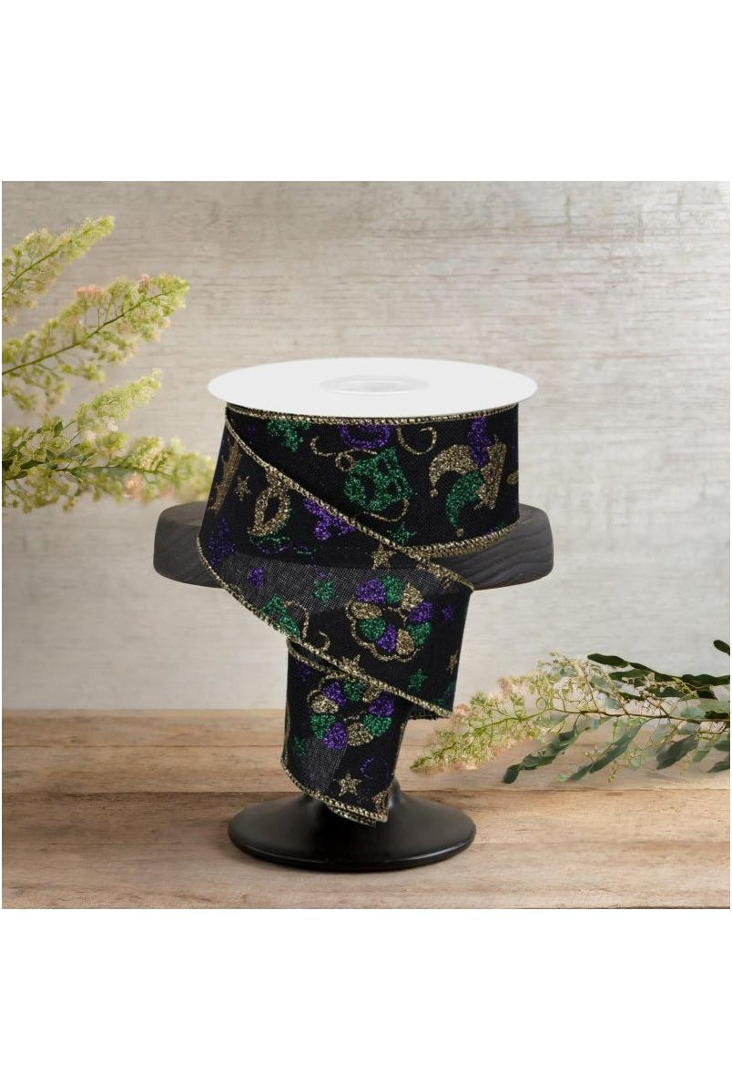 Shop For 1.5" Mardi Gras Pattern Ribbon: Black (10 Yards)