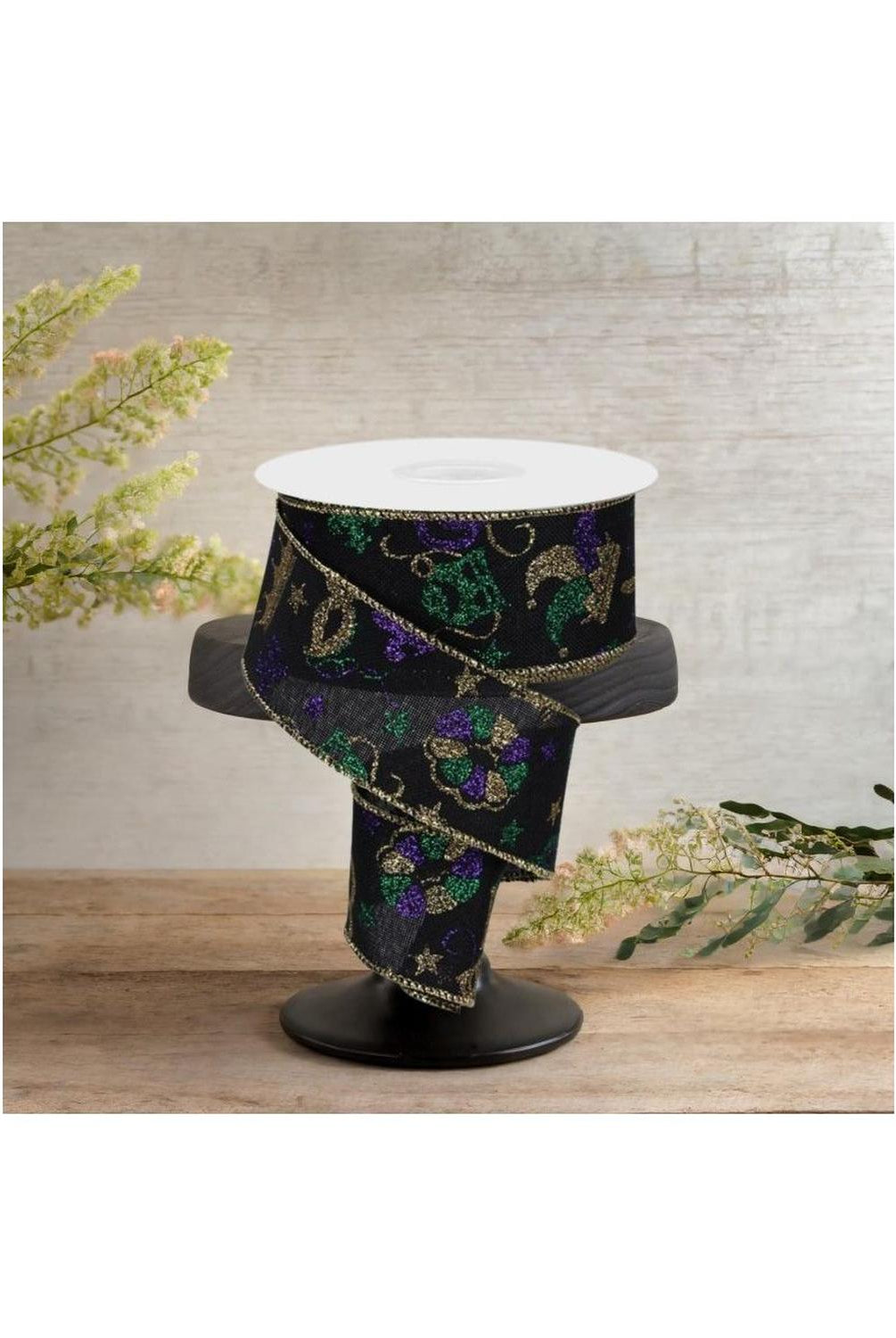 Shop For 1.5" Mardi Gras Pattern Ribbon: Black (10 Yards)