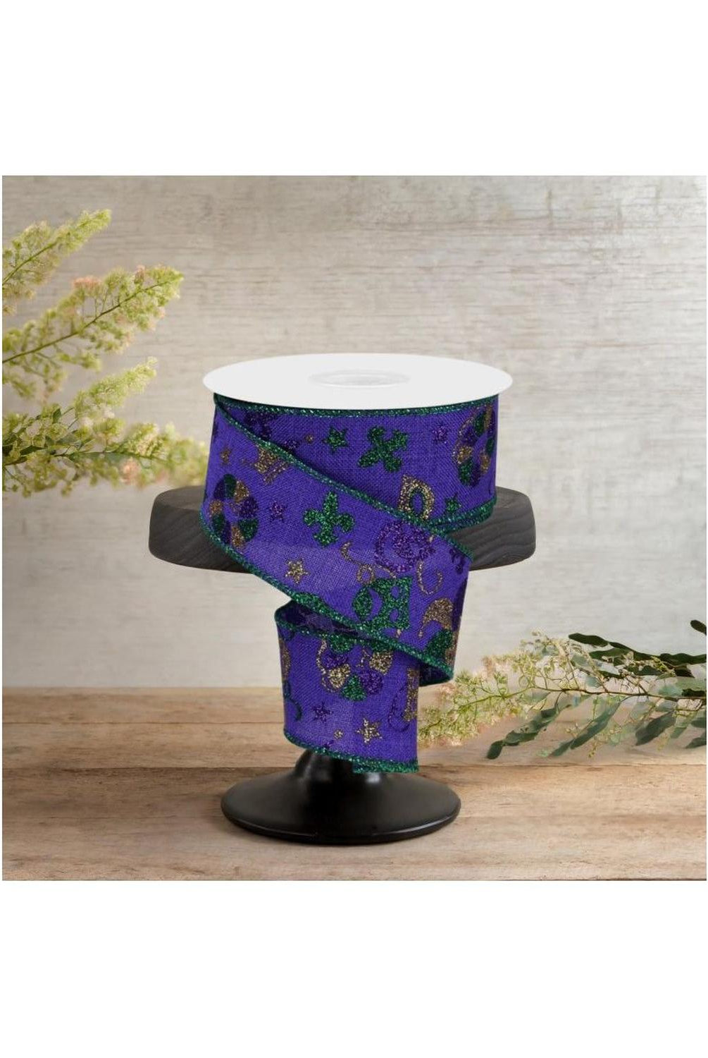 Shop For 1.5" Mardi Gras Pattern Ribbon: Purple (10 Yards)