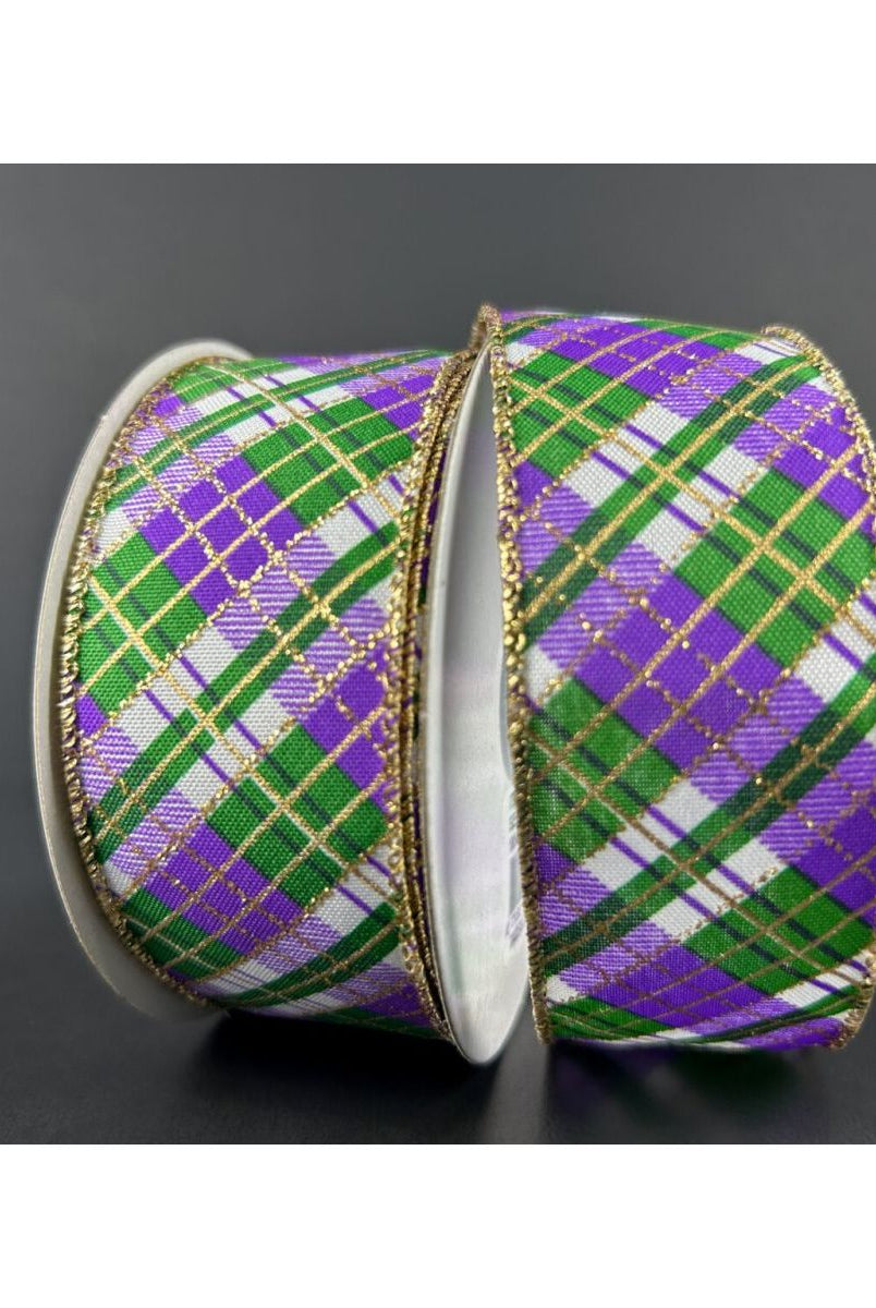 Shop For 1.5" Mardi Gras Plaid Ribbon: Purple, Gold, Green (10 Yards) at Michelle's aDOORable Creations