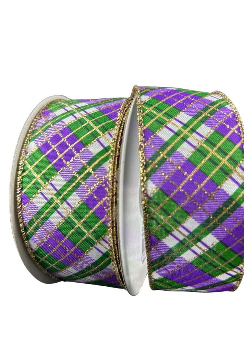 Shop For 1.5" Mardi Gras Plaid Ribbon: Purple, Gold, Green (10 Yards) at Michelle's aDOORable Creations