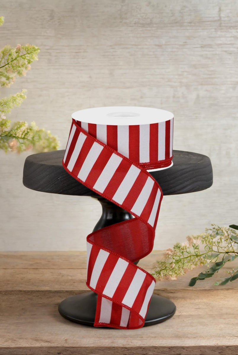 Shop For 1.5" Medium Horizontal Stripe Ribbon: Red & White (10 Yards)