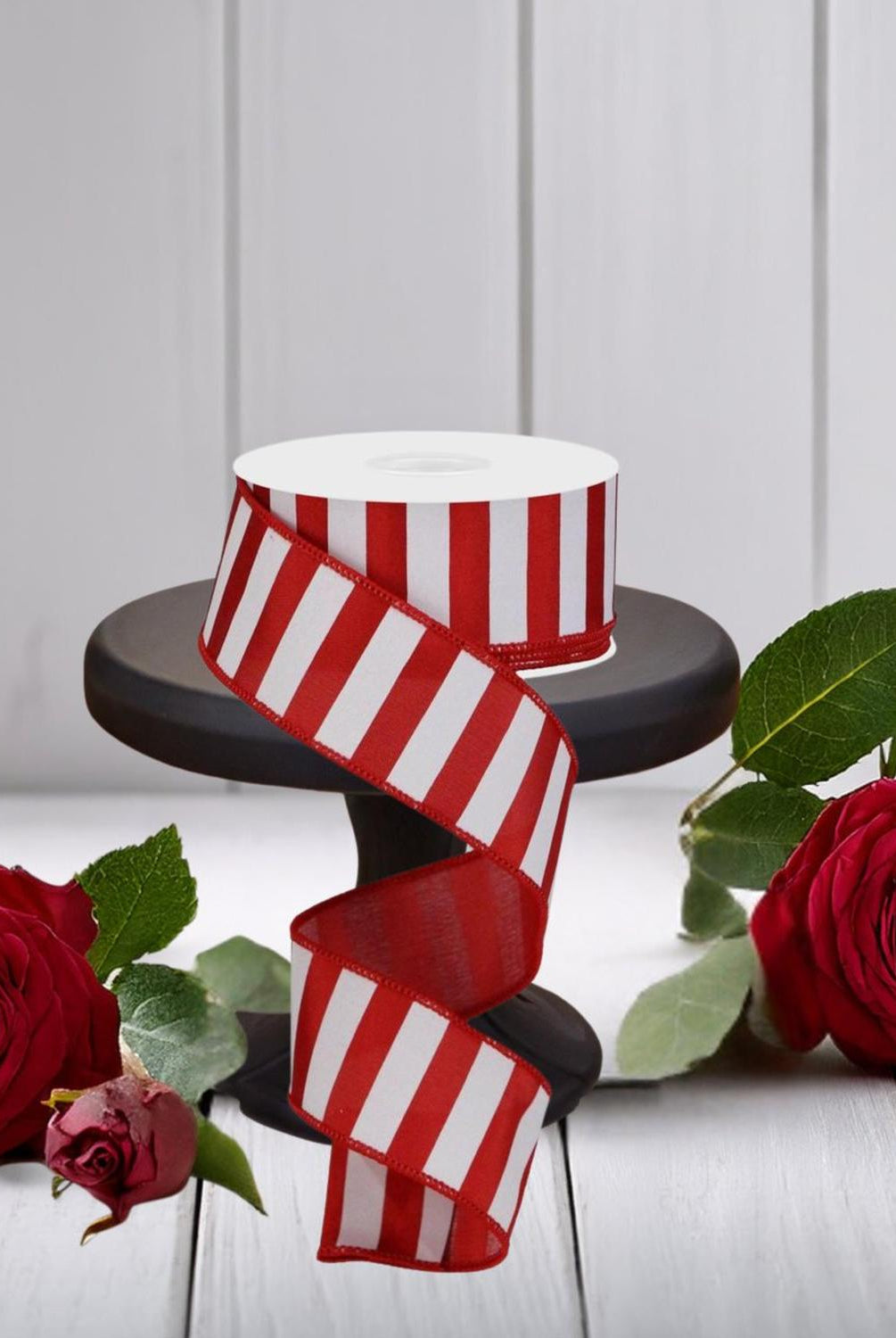 Shop For 1.5" Medium Horizontal Stripe Ribbon: Red & White (10 Yards)