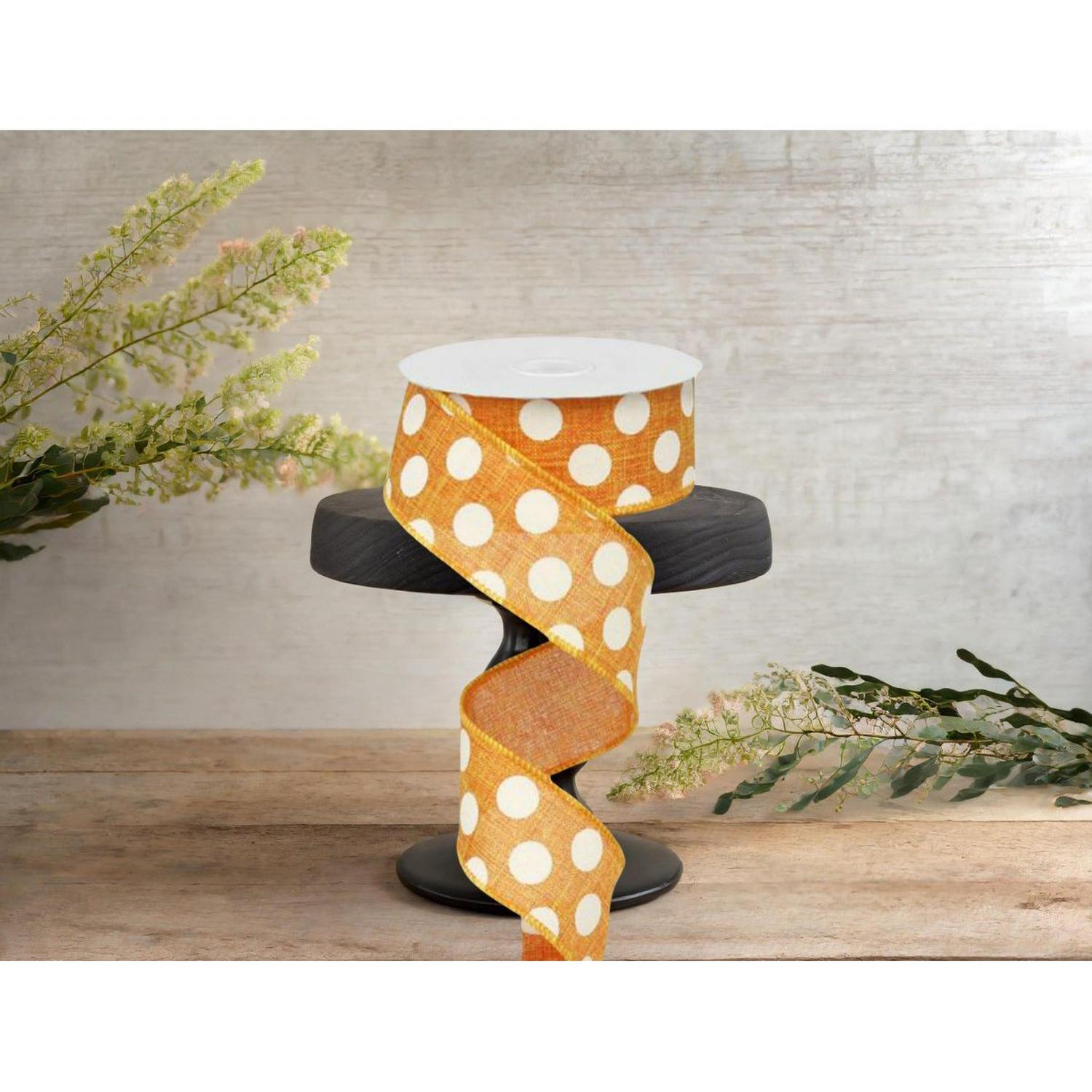 Shop For 1.5" Medium Polka Dots Canvas Ribbon: Orange (10 Yards) at Michelle's aDOORable Creations