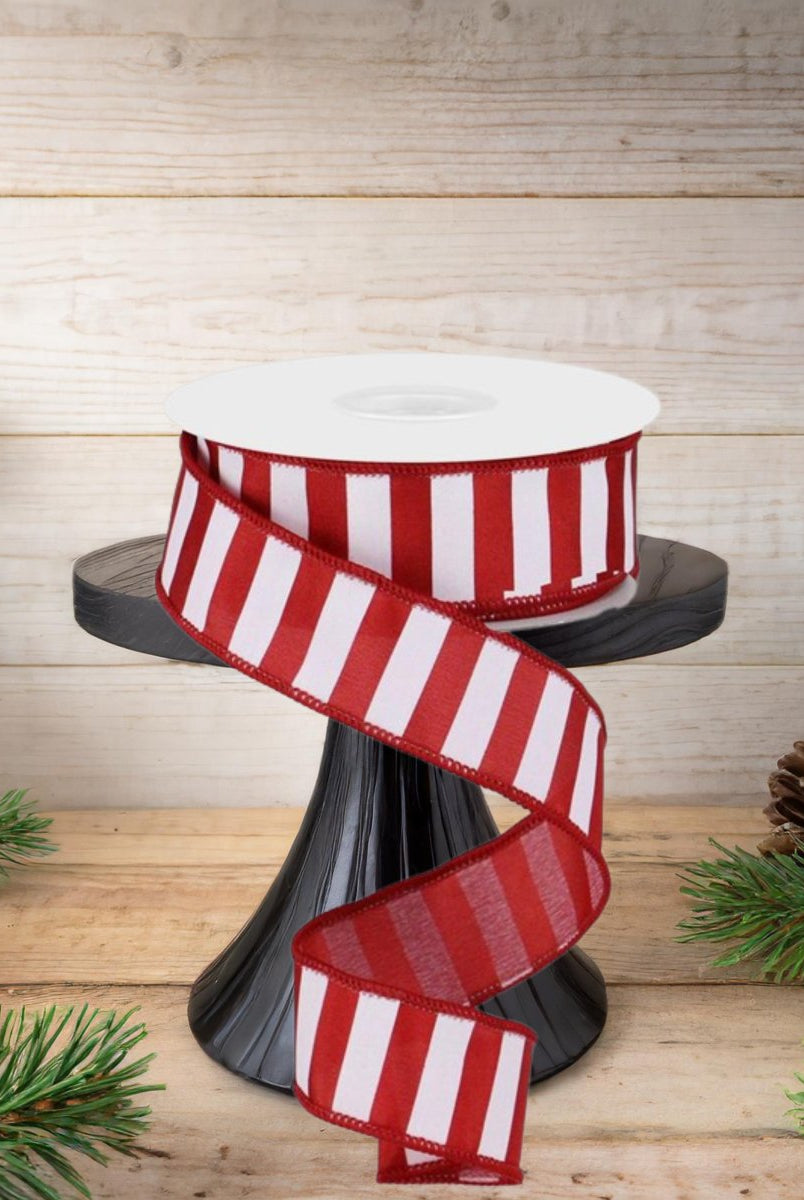 Shop For 1.5" Medium Stripe Ribbon: Crimson Red & White (10 Yards)