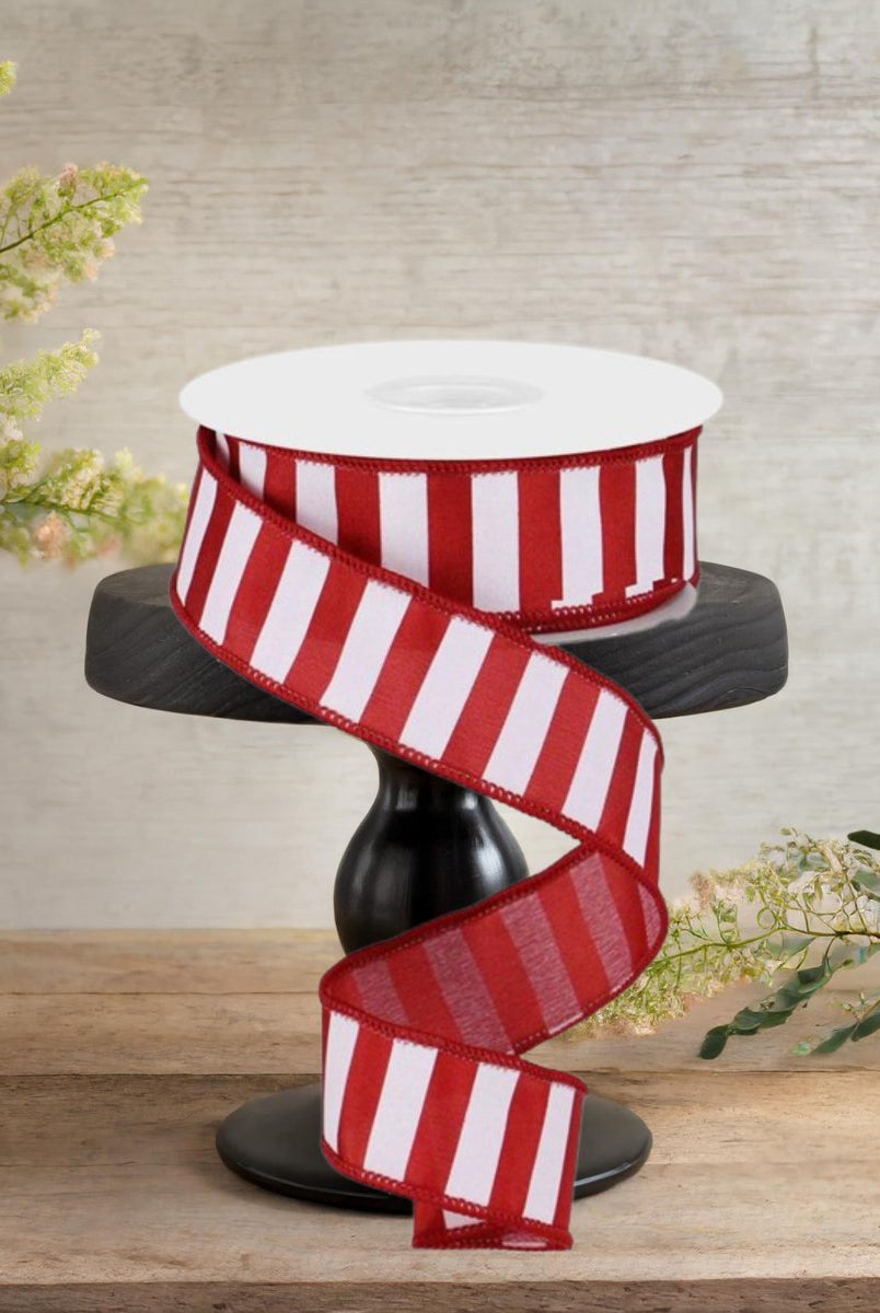 Shop For 1.5" Medium Stripe Ribbon: Crimson Red & White (10 Yards)