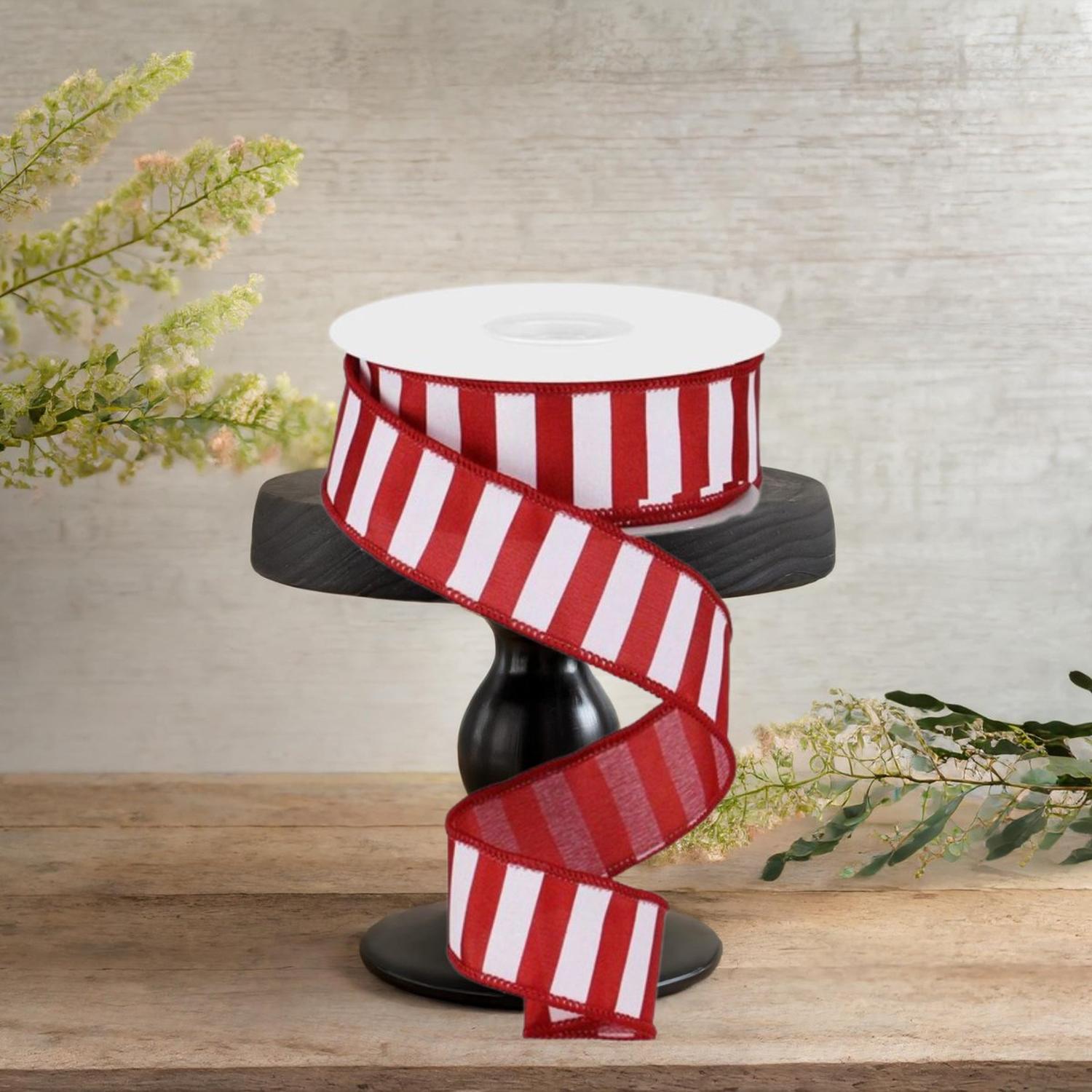 Shop For 1.5" Medium Stripe Ribbon: Crimson Red & White (10 Yards)